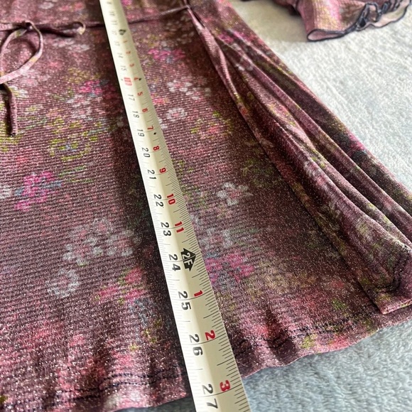 Speechless Sz 8 Women’s Purple Floral Print Dress Glitter Knit Ruffle 3/4 Sleeve - Picture 4 of 7